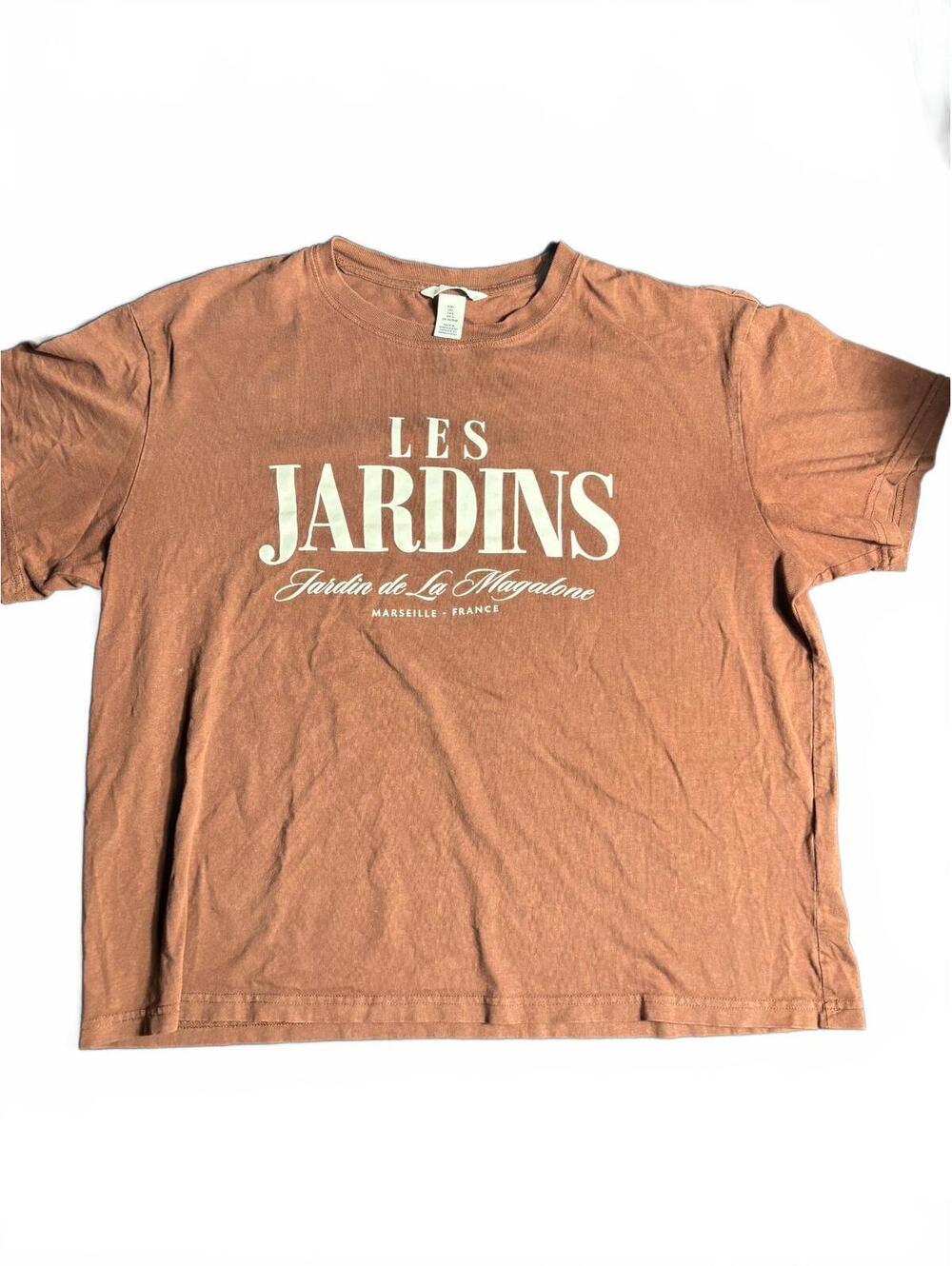 H&M LES JARDINS Brown Graphic T-Shirt Size L